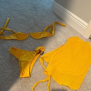 Monday Swim Mango Bikini and Sarong — SOLD AS 3 pc SET